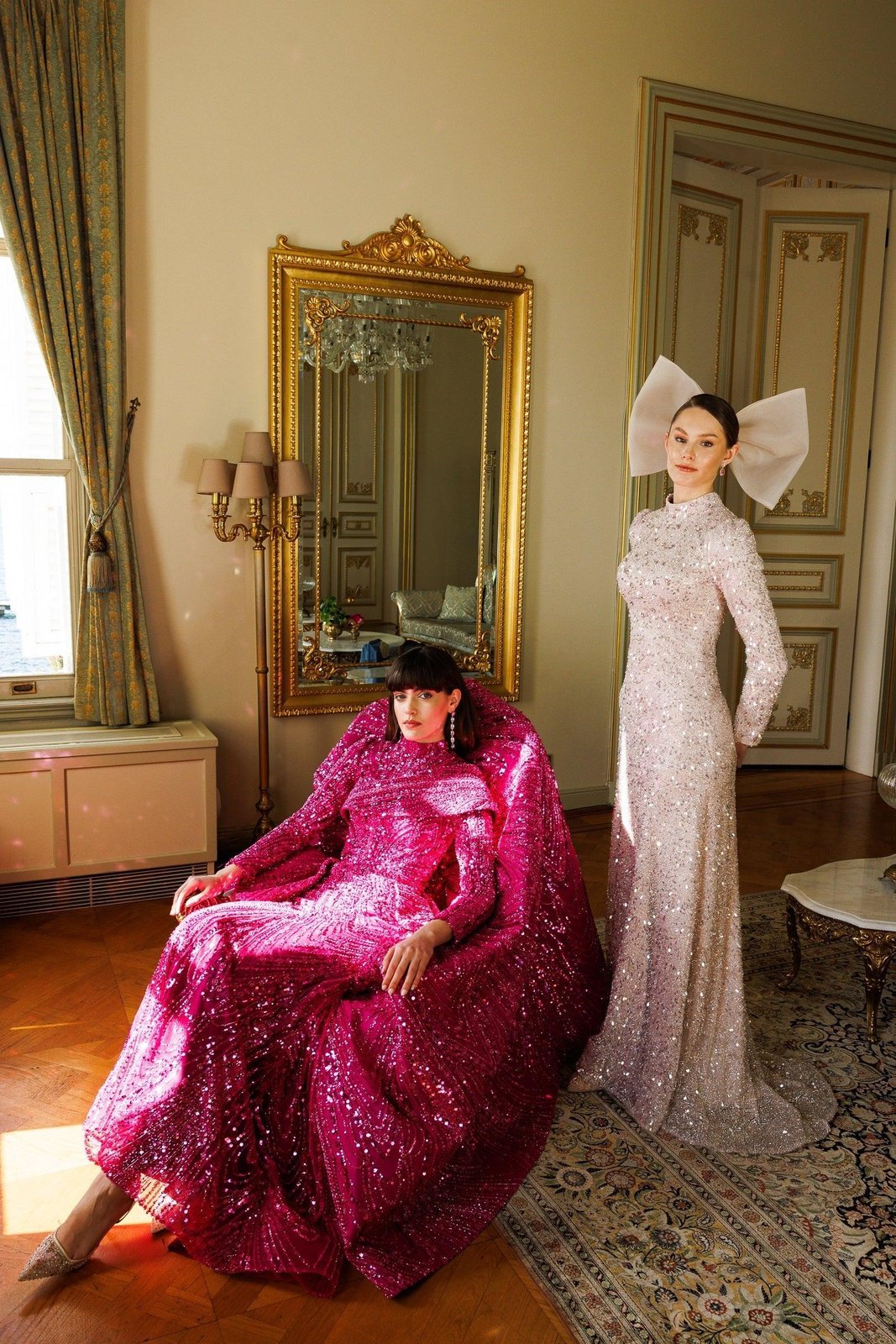 Marina Taşlı Elbise - Pudra