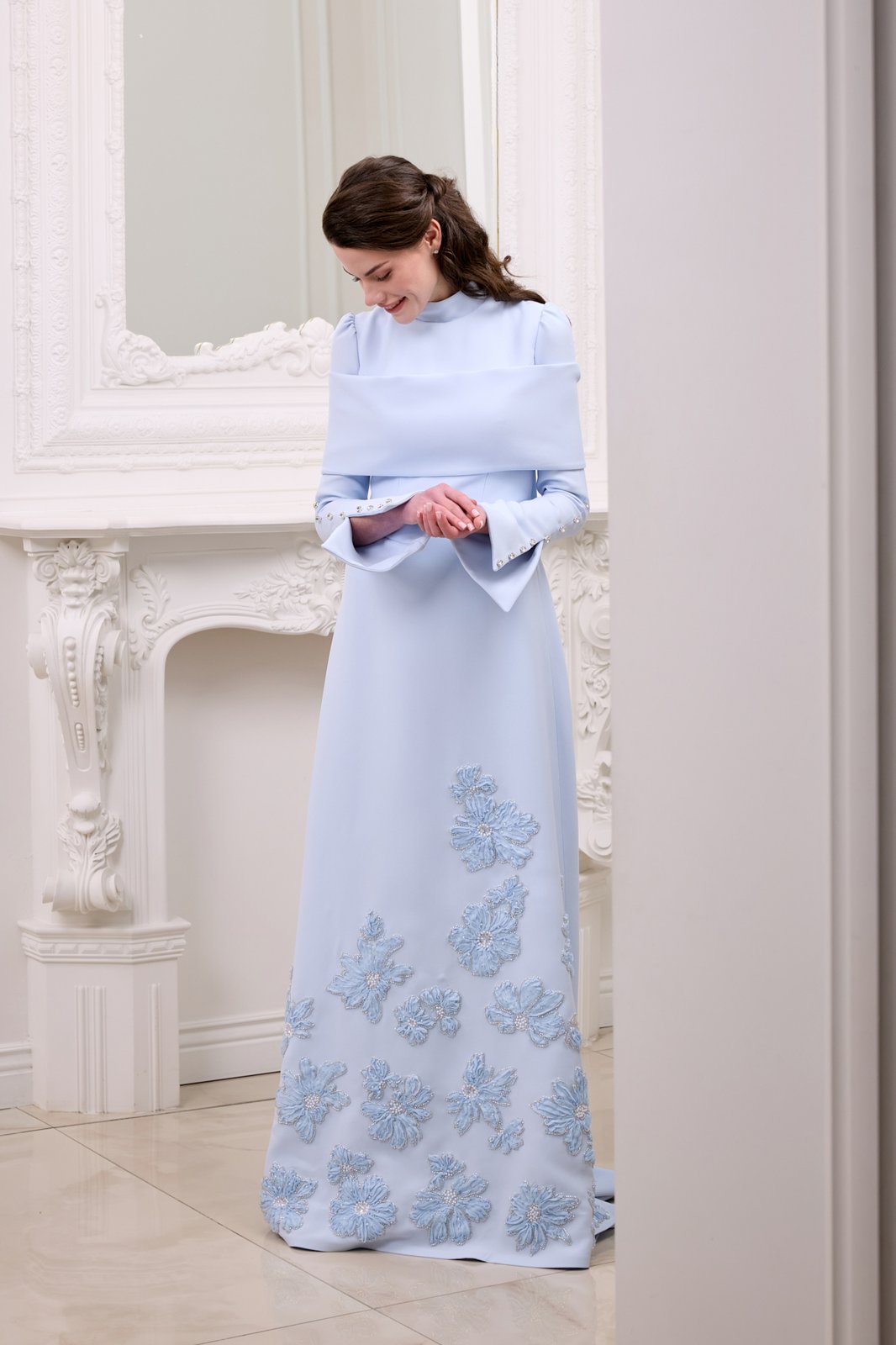 Frozen Omuz Detaylı Elbise - Mavi