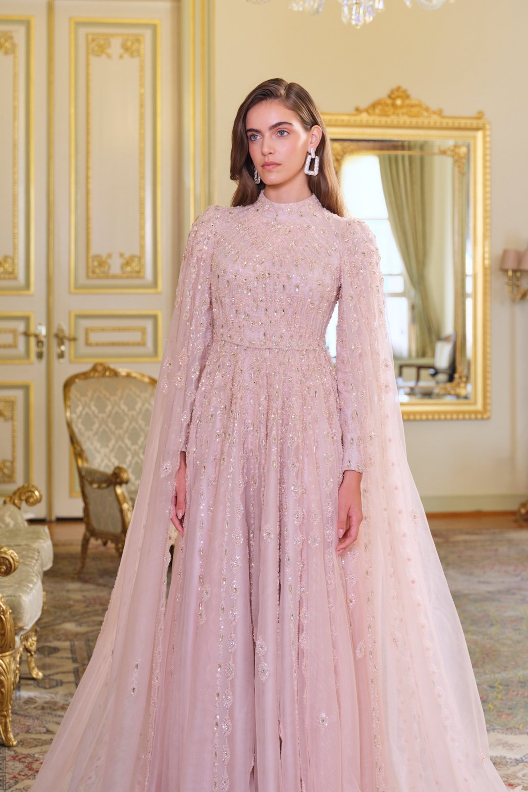 Begonia Kasnak İşlemeli Elbise - Pembe