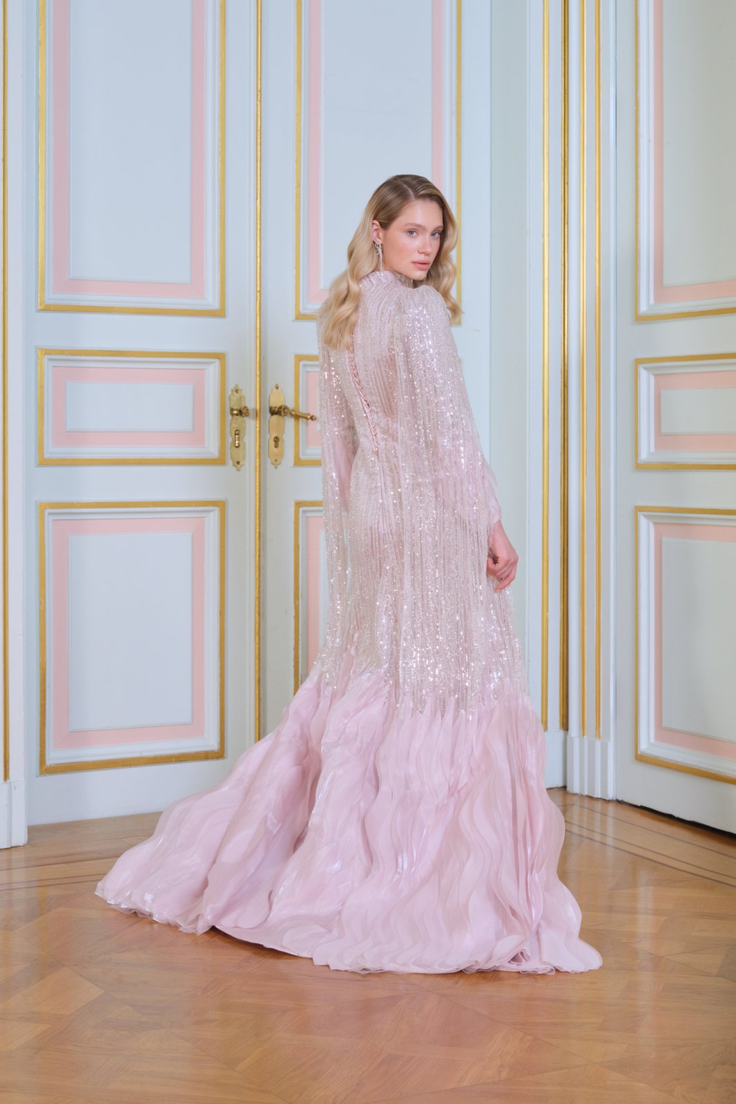 Penny Pelerinli Elbise - Pembe