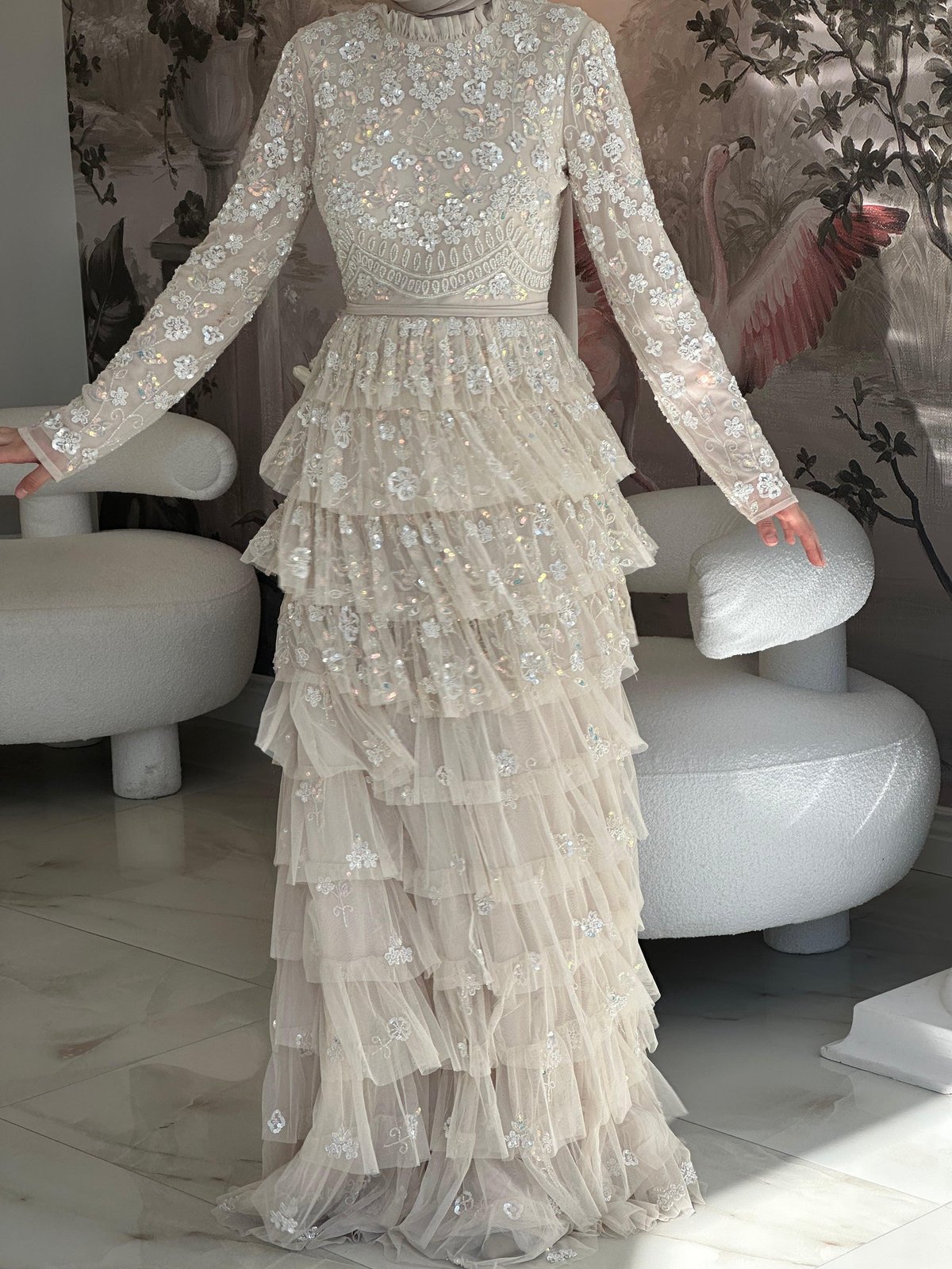 Loco Kat Kat Elbise - Ekru