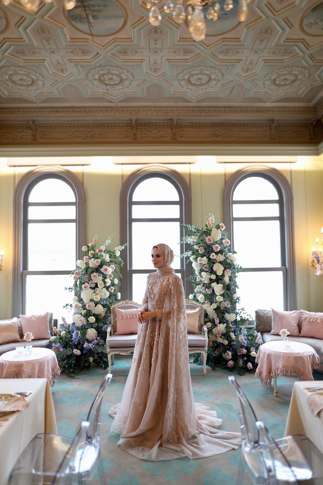 Bloom Kasnak Elbise - Pudra