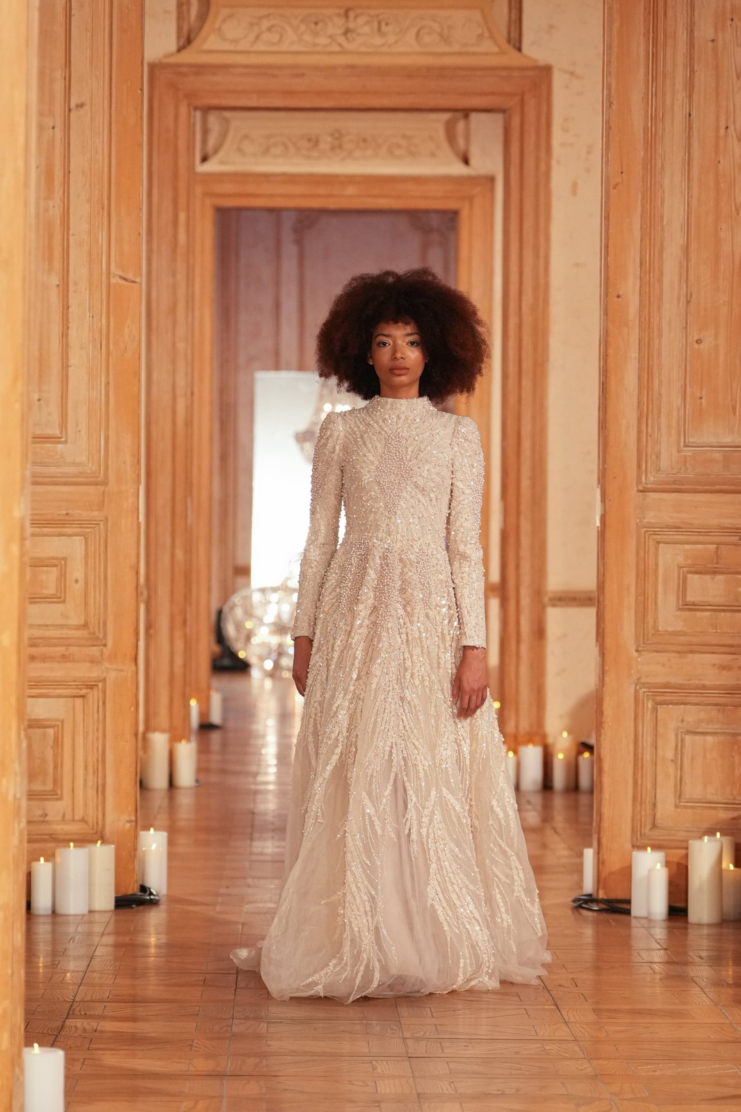 Elegance İncili Elbise - Pudra