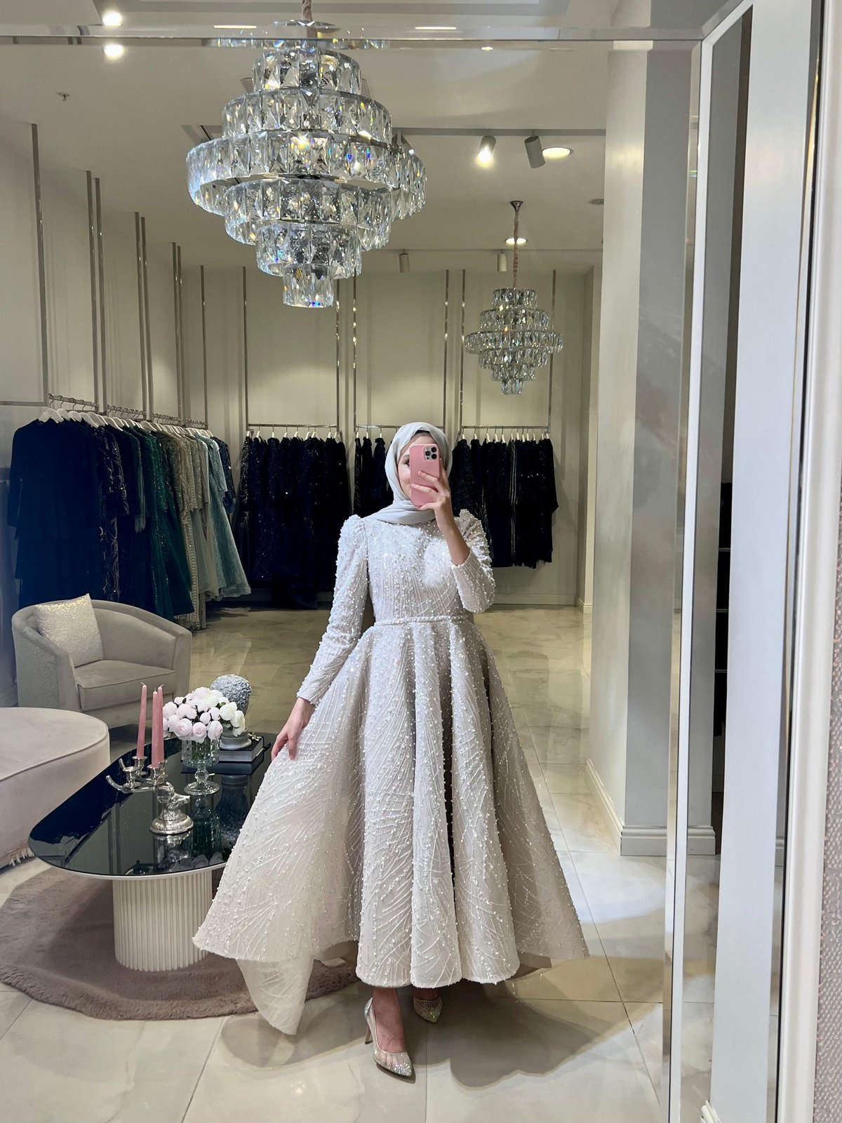 Abigale İncili Elbise - Ekru