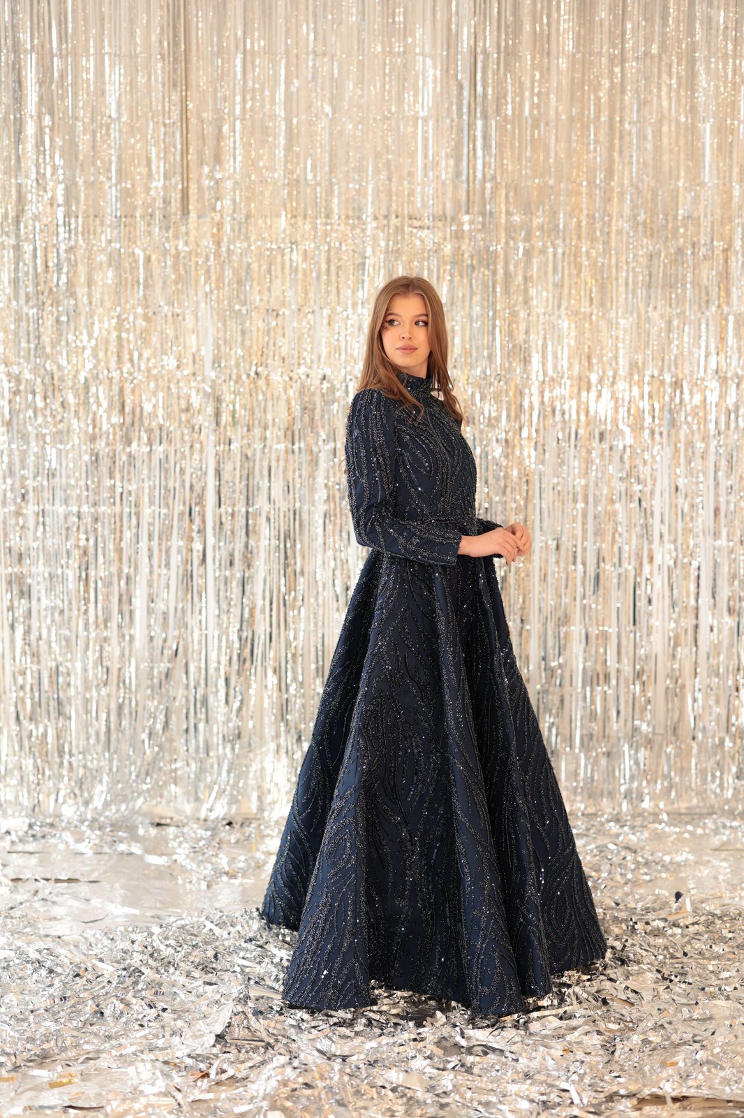 Nikki İşlemeli Elbise - Lacivert