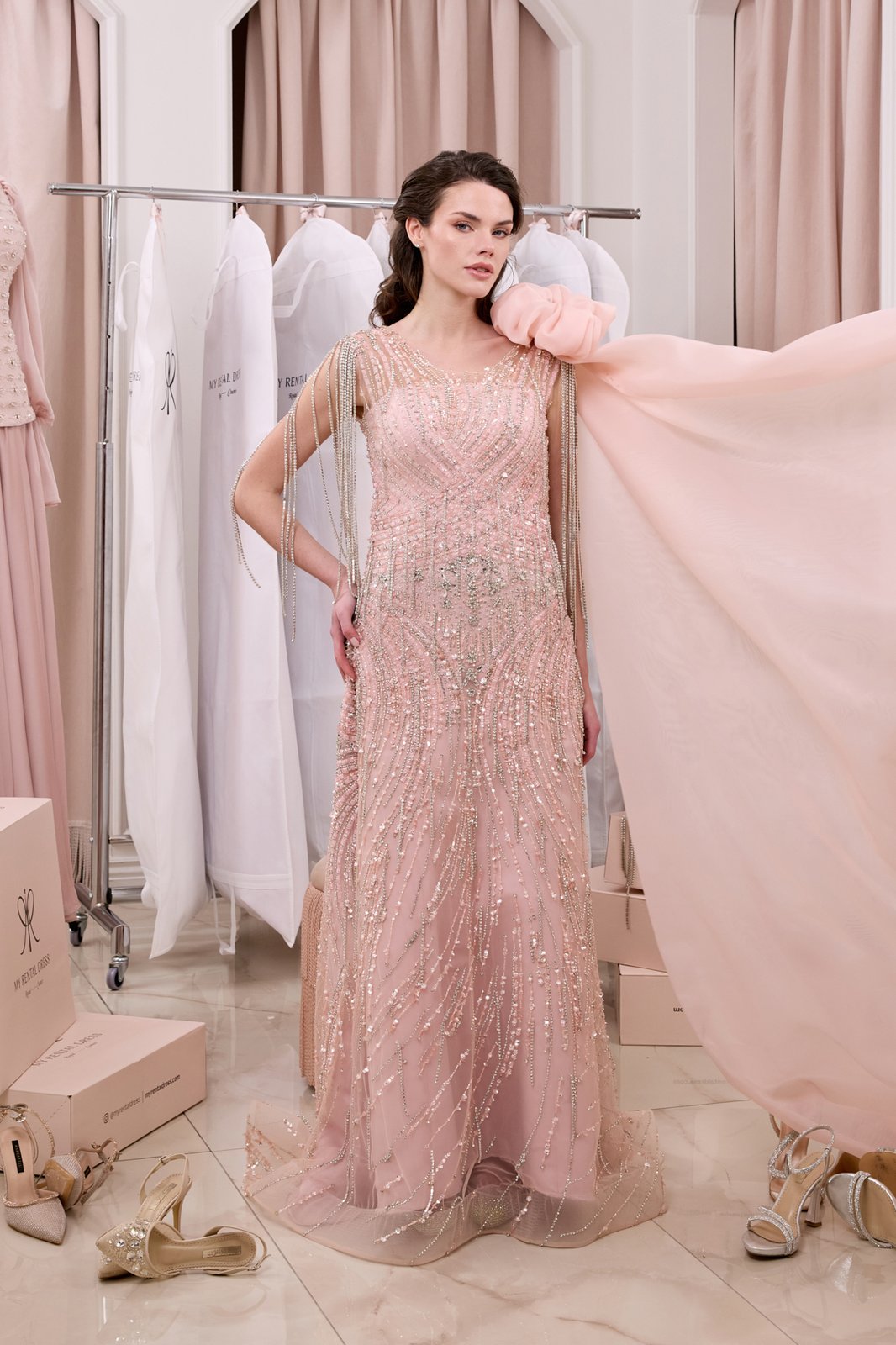 Opal Kasnak Elbise - Pembe