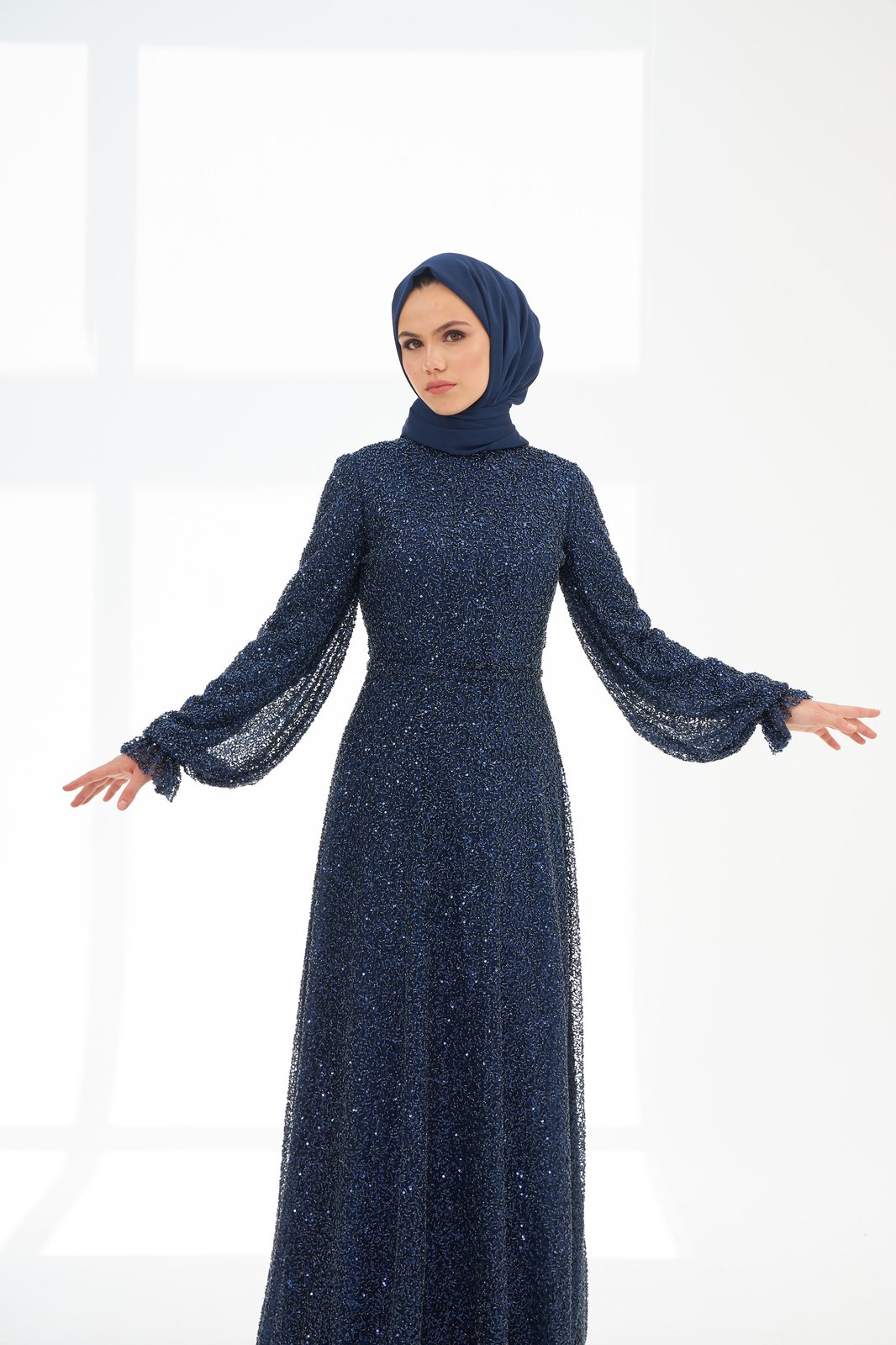 Diana İşlemeli Elbise - Lacivert