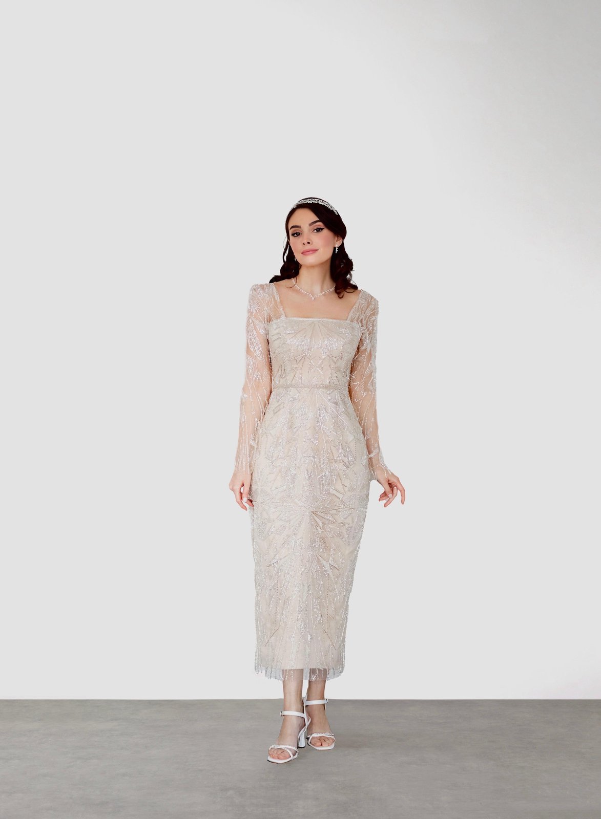 Vivien Kalem Elbise - Bej