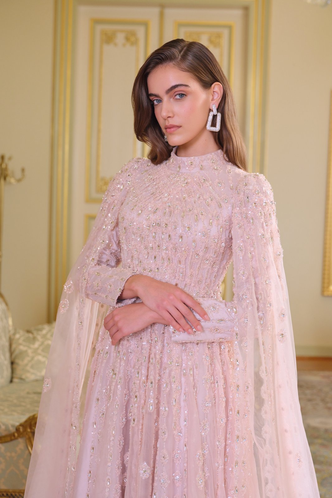 Begonia Kasnak İşlemeli Elbise - Pembe