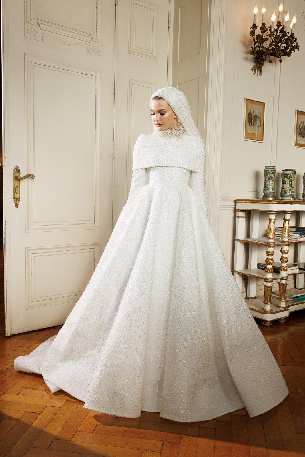 Ashley Omuz Detaylı Gelinlik - Beyaz