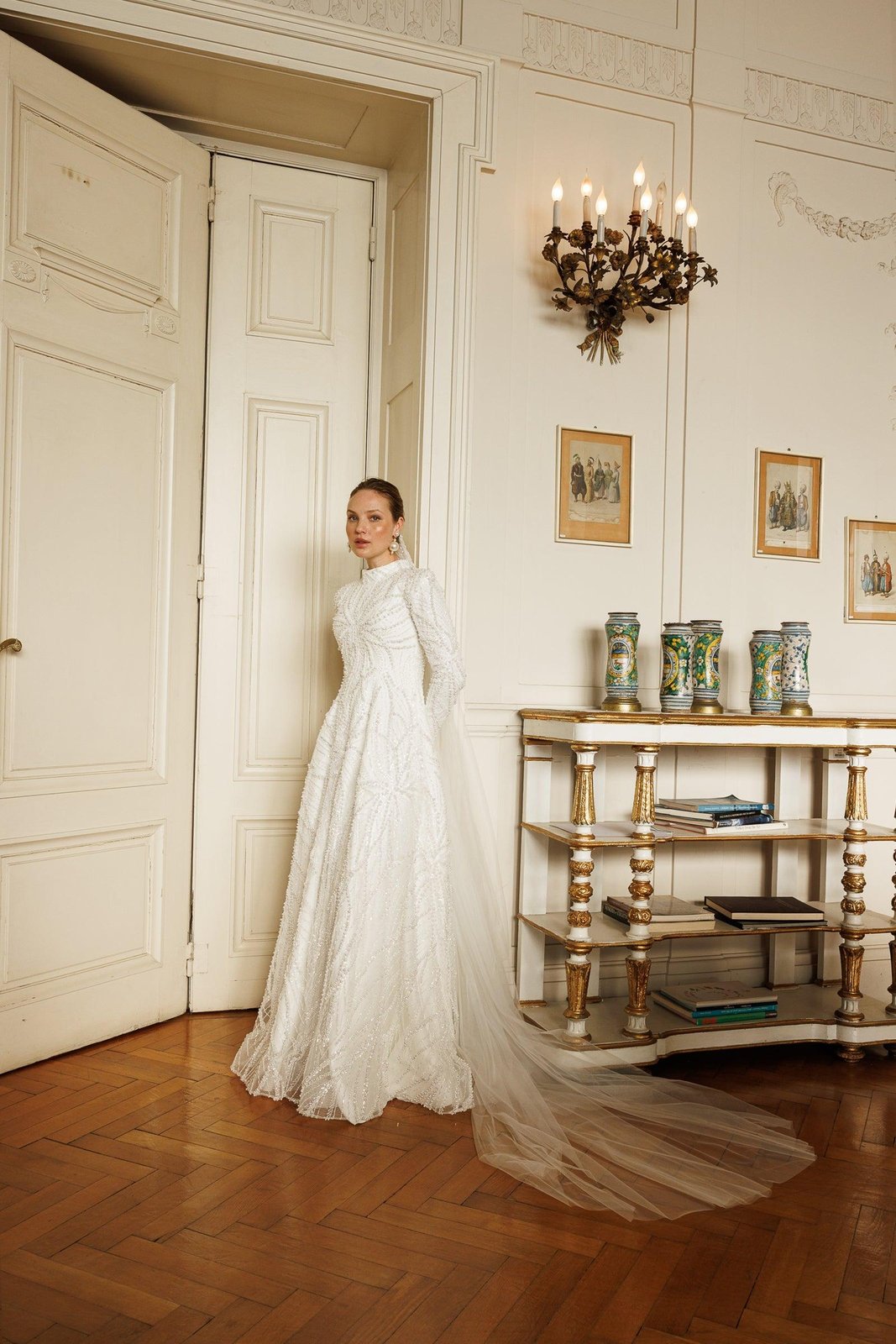 Rosaline İncili Gelinlik - Beyaz