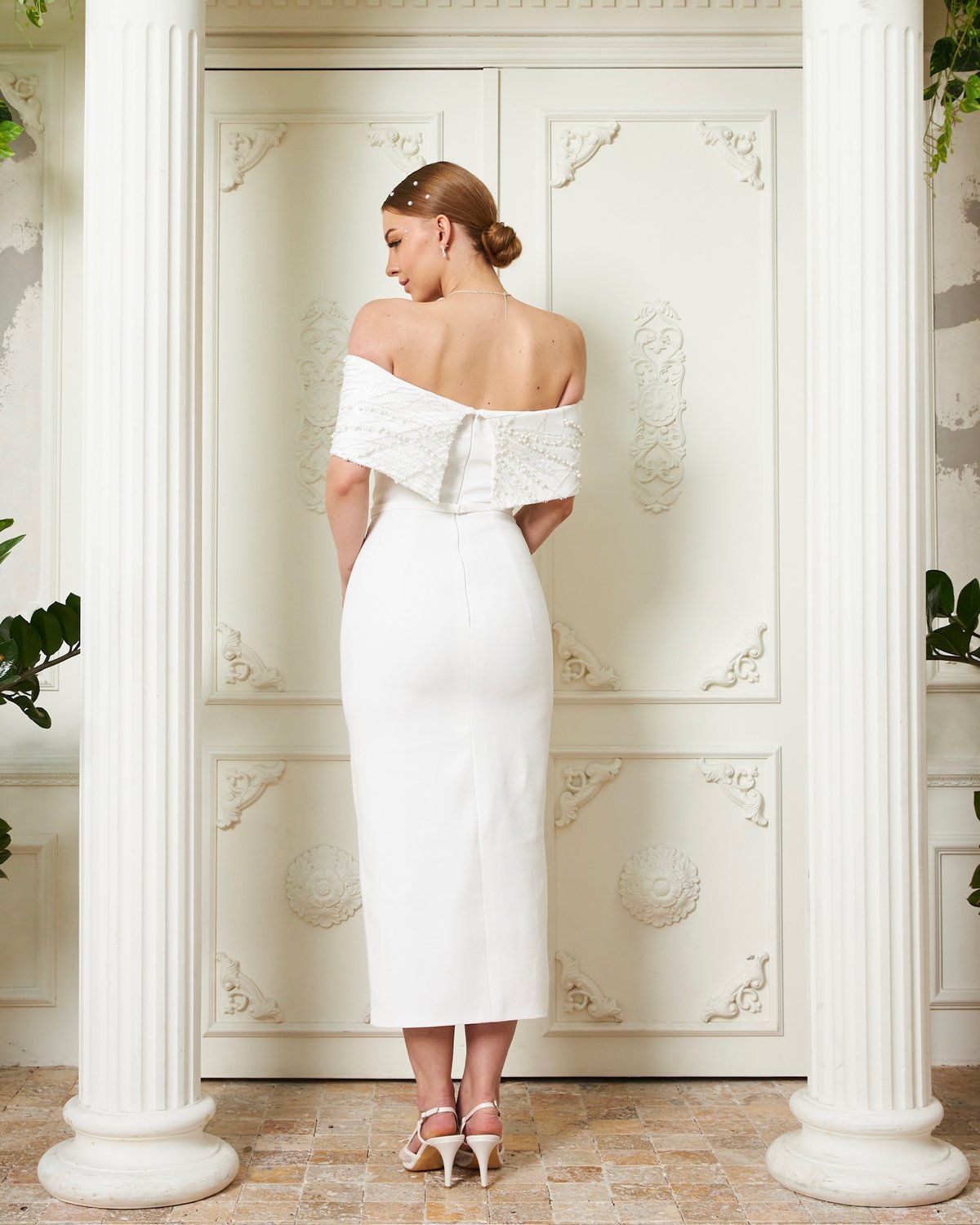 Ivy Kalem Elbise - Beyaz