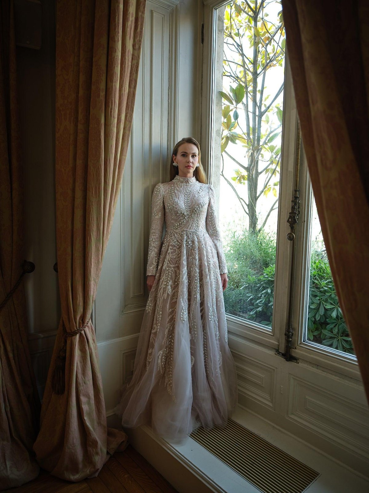 Petal Kasnak Elbise - pudra