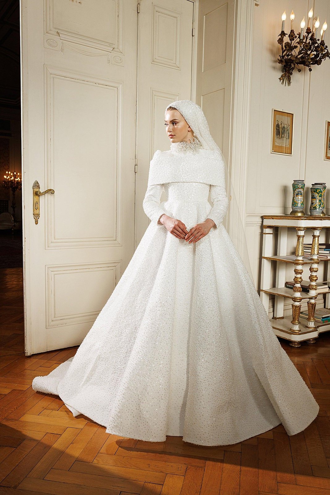 Ashley Omuz Detaylı Gelinlik - Beyaz