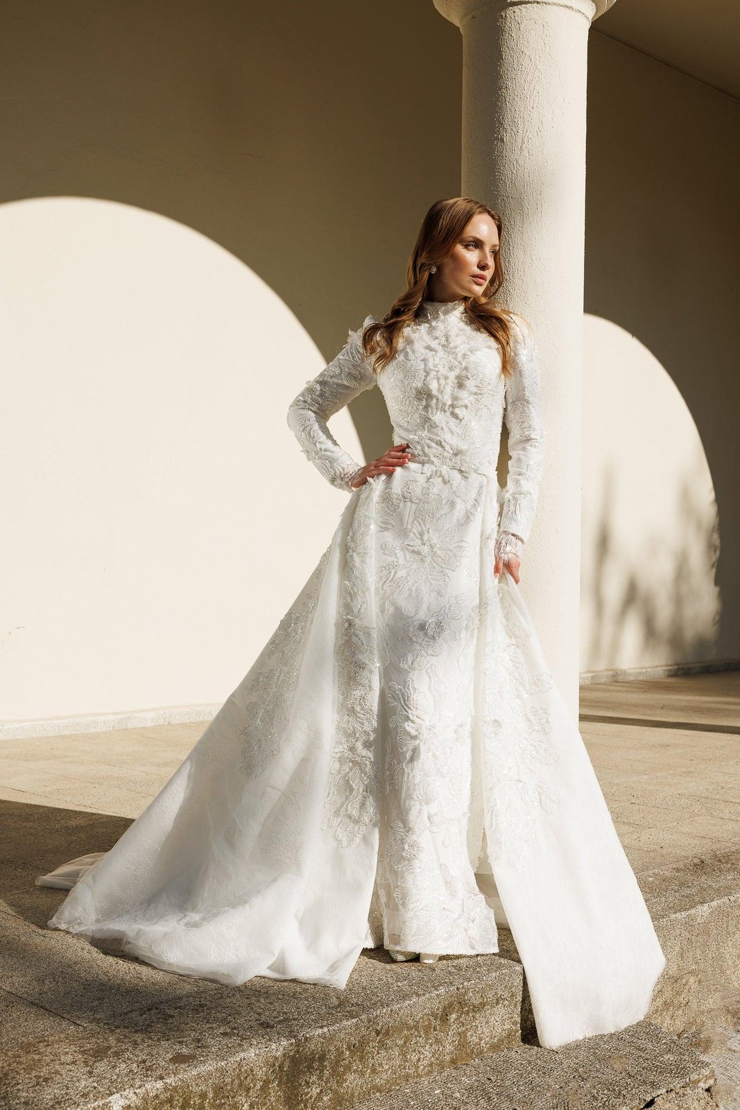 Meghan Kuyruklu Gelinlik - Beyaz