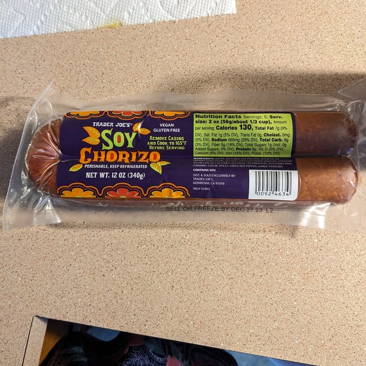 photo of Trader Joe's Soy Chorizo shared by @ghundley on  06 Nov 2023 - review