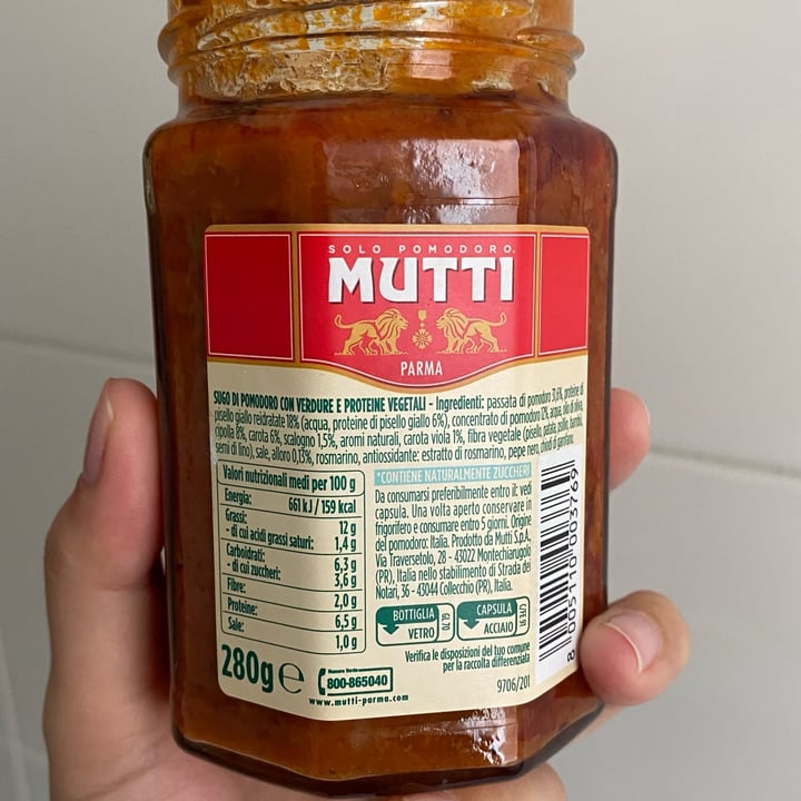 photo of Mutti Ragú Alla Mutti 100%Vegetale shared by @elisaleone on  17 Feb 2024 - review