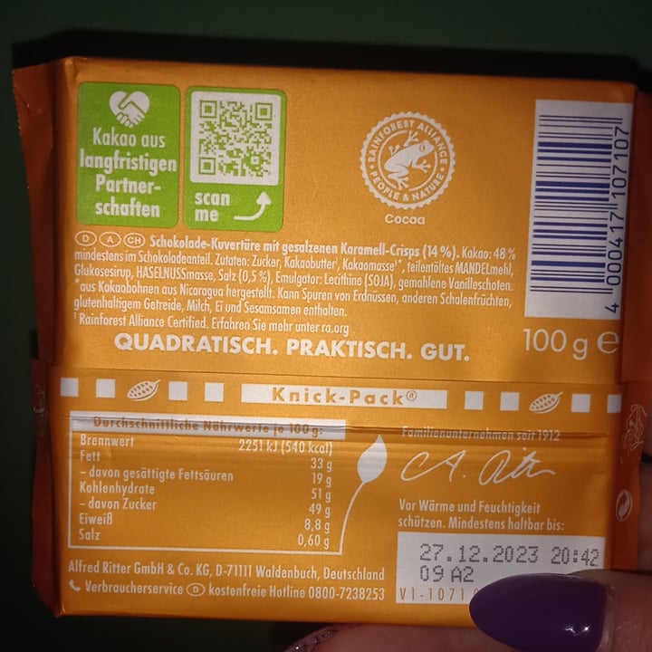 photo of Ritter Sport Salted Caramel shared by @peanutqueen on  18 Aug 2023 - review