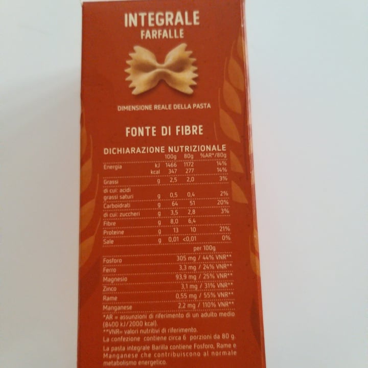 photo of Barilla Farfalle integrali shared by @alvi2957 on  30 Mar 2024 - review