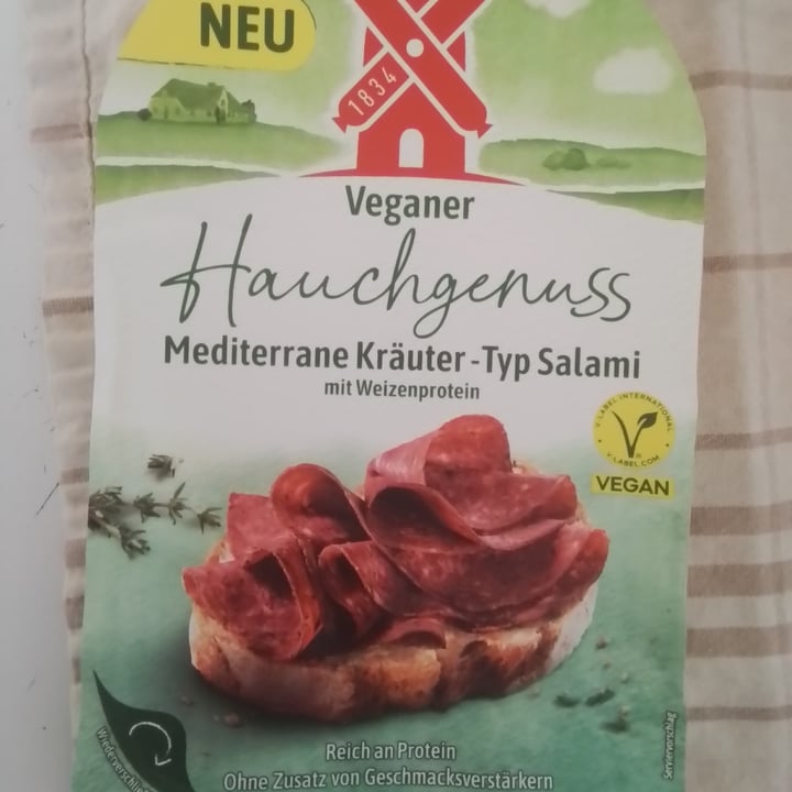 photo of Rügenwalder Mühle Veganer Hauchgenuss Mediterrane Kräuter - Typ Salami shared by @thegermantrashpanda on  14 Mar 2025 - review