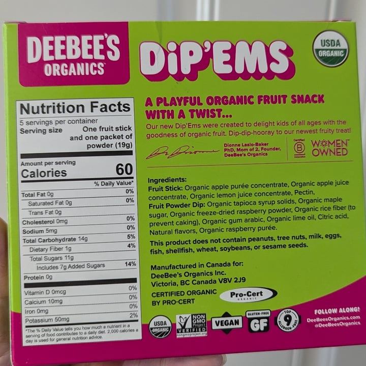 photo of Deebee’s organics dip 'ems shared by @regimack on  31 Aug 2025 - review