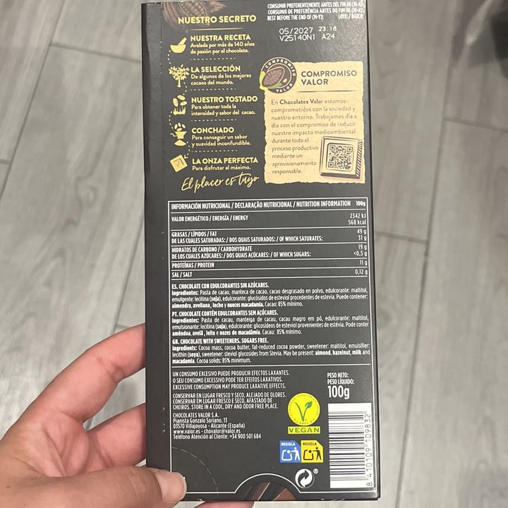 photo of Valor 85% chocolate negro sin azucar shared by @bego18 on  12 Jul 2025 - review