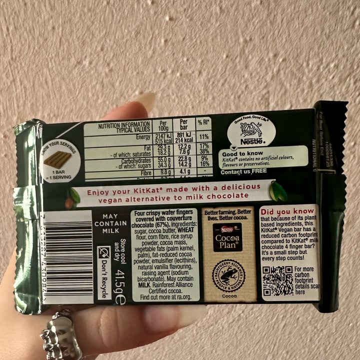 photo of Nestlé Kitkat Vegan shared by @soniamartini on  21 Apr 2024 - review