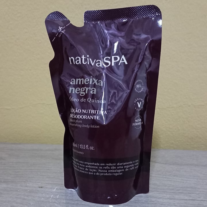 photo of O Boticário Loção Nutritiva Desodorante Ameixa Negra Óleo de Quinoa - Nativa SPA - Refil shared by @adrianakaliny on  14 May 2024 - review