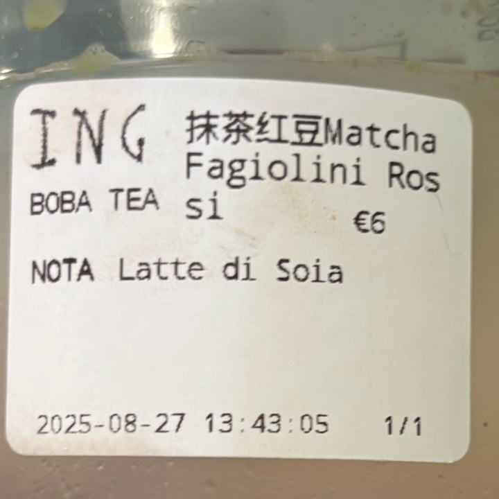 photo of ING Boba Tea Matcha Latte Con Fagiolini Rossi shared by @acilegna on  02 Sep 2025 - review