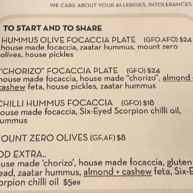 Photo of the dish “‘Chorizo’ Focaccia Plate”