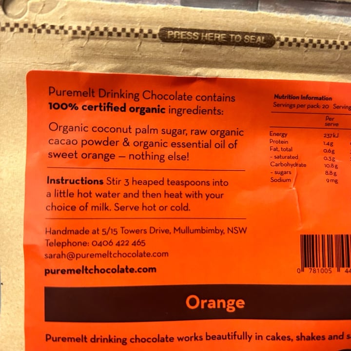 photo of Puremelt Orange drinking chocolate shared by @itsjustmel on  18 Apr 2024 - review