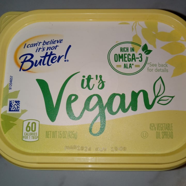 photo of I Can't Believe It's Not Butter! I Cant Believe Its Not Butter! It’s Vegan (45% Vegetable Oil Spread) shared by @zanymary on  25 Jan 2024 - review