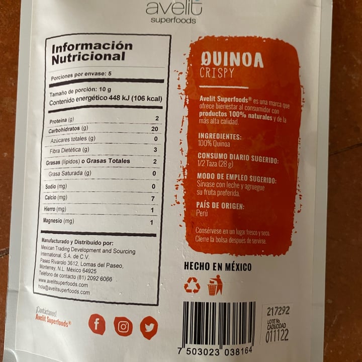 photo of Avelit superfoods quinoa crispy shared by @marybell on  13 Jun 2024 - review