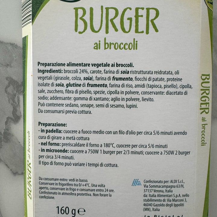 photo of Just Veg! (ALDI Italy) Burger Ai Broccoli shared by @iremina23 on  18 Jan 2024 - review