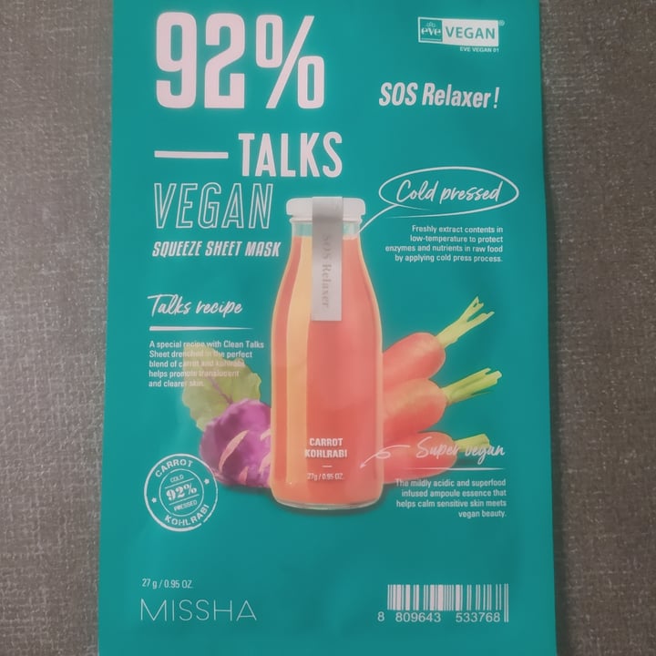 photo of Eve vegan talks vegan squeeze sheet mask shared by @luna27 on  29 Oct 2024 - review
