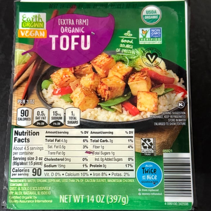 photo of Earth Grown (Extra Firm) Organic Tofu shared by @crazeedeysi on  20 Sep 2025 - review