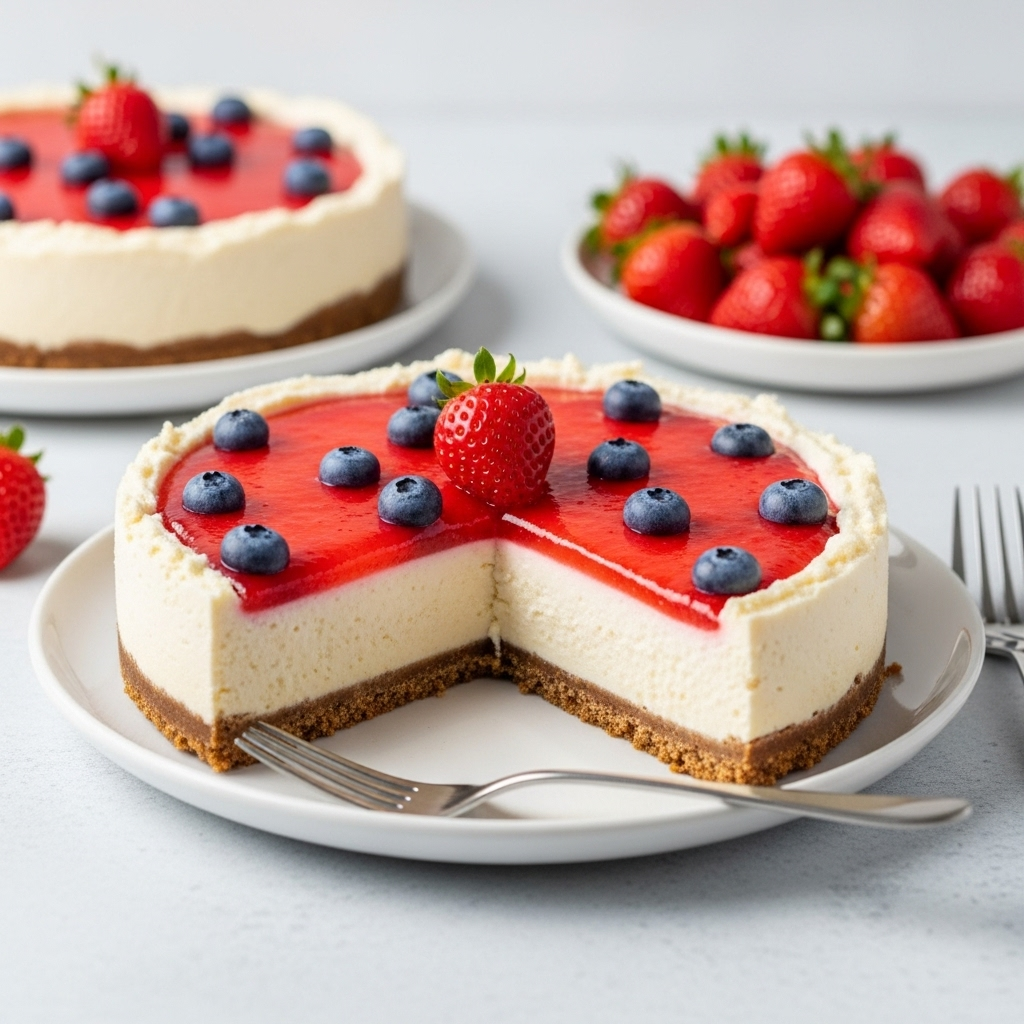Delicious Slice of No-Bake Vegan Strawberry Cheesecake