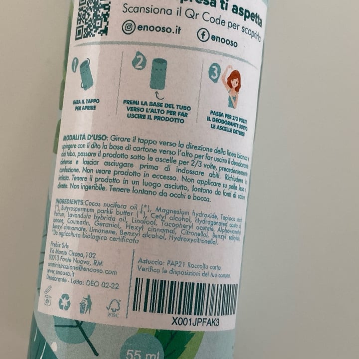 photo of Enooso Deodorante Naturale Delicato shared by @animalionline on  09 Apr 2024 - review