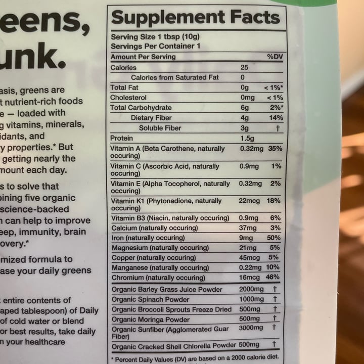 photo of Complement Daily Greens shared by @veggietable on  01 Feb 2024 - review
