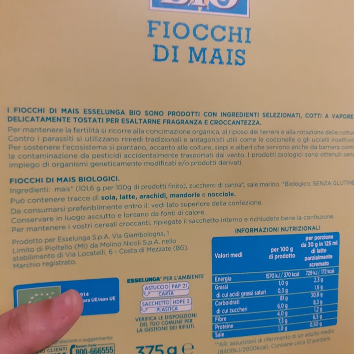 photo of Esselunga Bio Fiocchi di mais shared by @valelica on  09 Feb 2024 - review