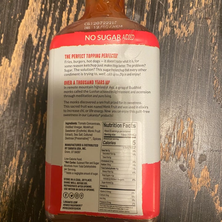 photo of Lakanto monkfruit sweetened ketchup shared by @friendlyvegan on  02 Oct 2024 - review