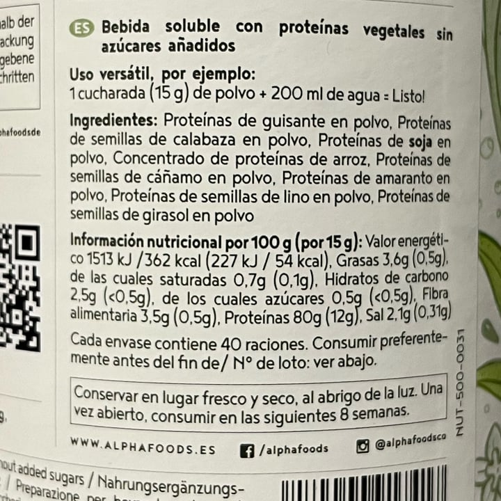 photo of Alpha Foods (Supplements) Vegan Protein Neutral shared by @ces on  02 Sep 2023 - review