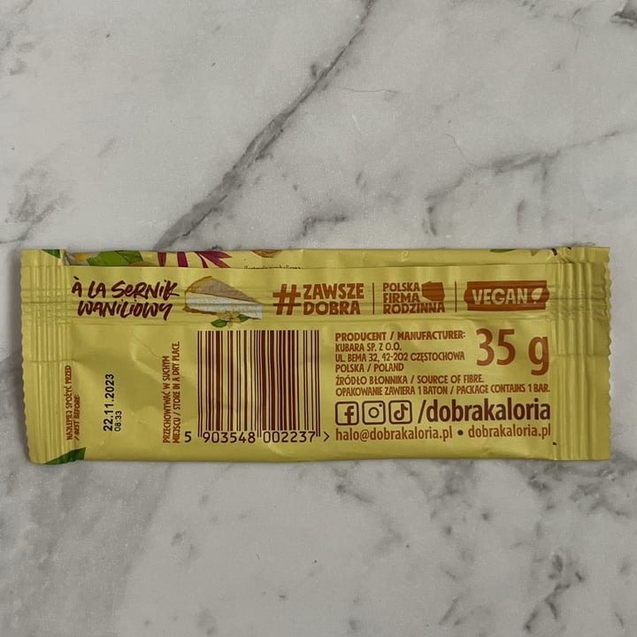 photo of Dobra Kaloria baton à la sernik waniliowy shared by @zolia on  01 Sep 2024 - review