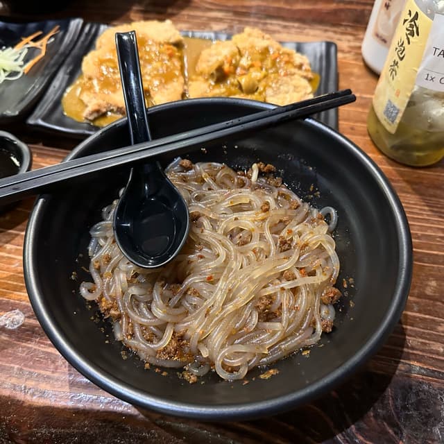 Photo of the dish “Veg Chicken Chop with Curry Sauce Mushroom Noodle”