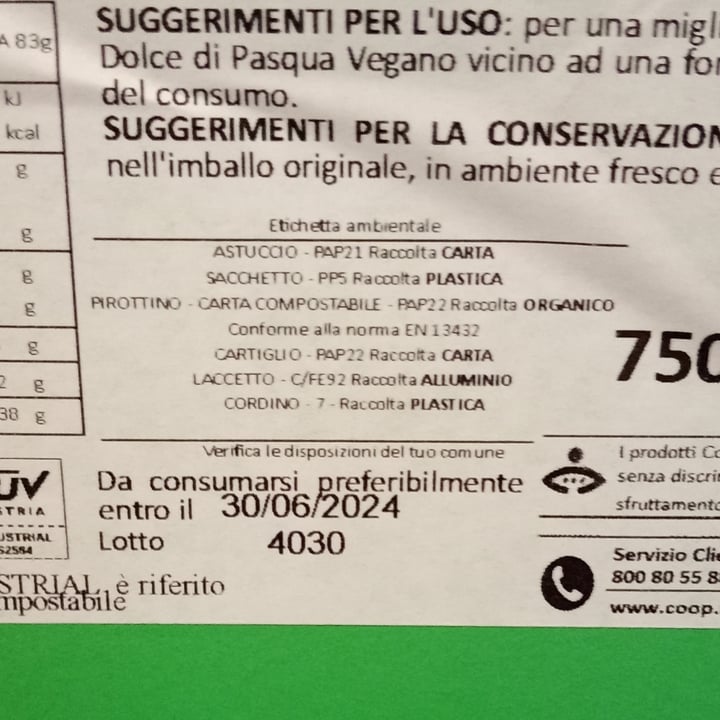 photo of Coop dolce di Pasqua vegano shared by @marta1977 on  27 Apr 2024 - review