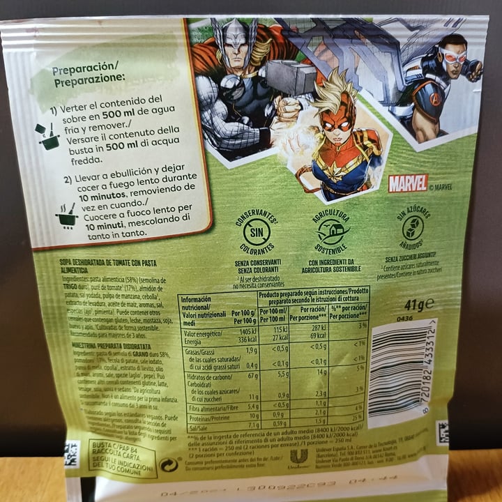 photo of Knorr Sopa Marvel Avengers shared by @felinavegana on  05 Dec 2023 - review
