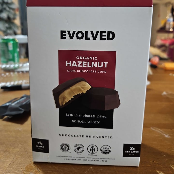 photo of Evolved Organic Hazelnut Dark Chocolate Cups shared by @wanderingwhisps on  20 Feb 2024 - review