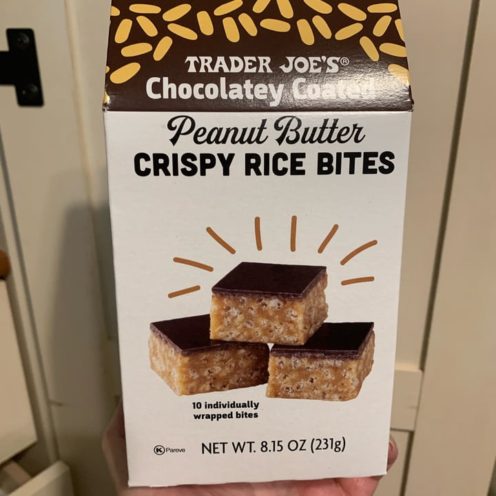 photo of Trader Joe's Chocolatey Coated Peanut Butter Crispy Rice Bites shared by @onehungryvegan on  24 Apr 2024 - review