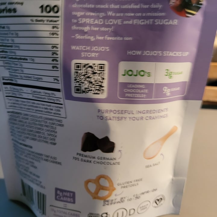 photo of Jojo’s Dark Chocolate Covered Pretzels shared by @thoroughseagull51 on  31 Jul 2025 - review