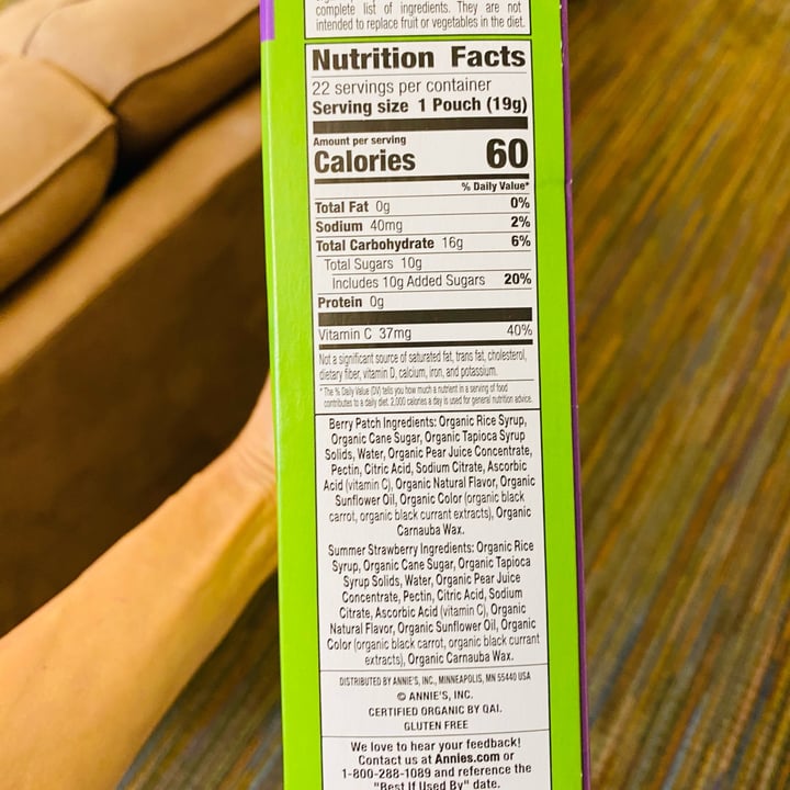 photo of Annie’s Bunny Fruit Snacks Berry Patch shared by @beckyyy on  05 Sep 2025 - review